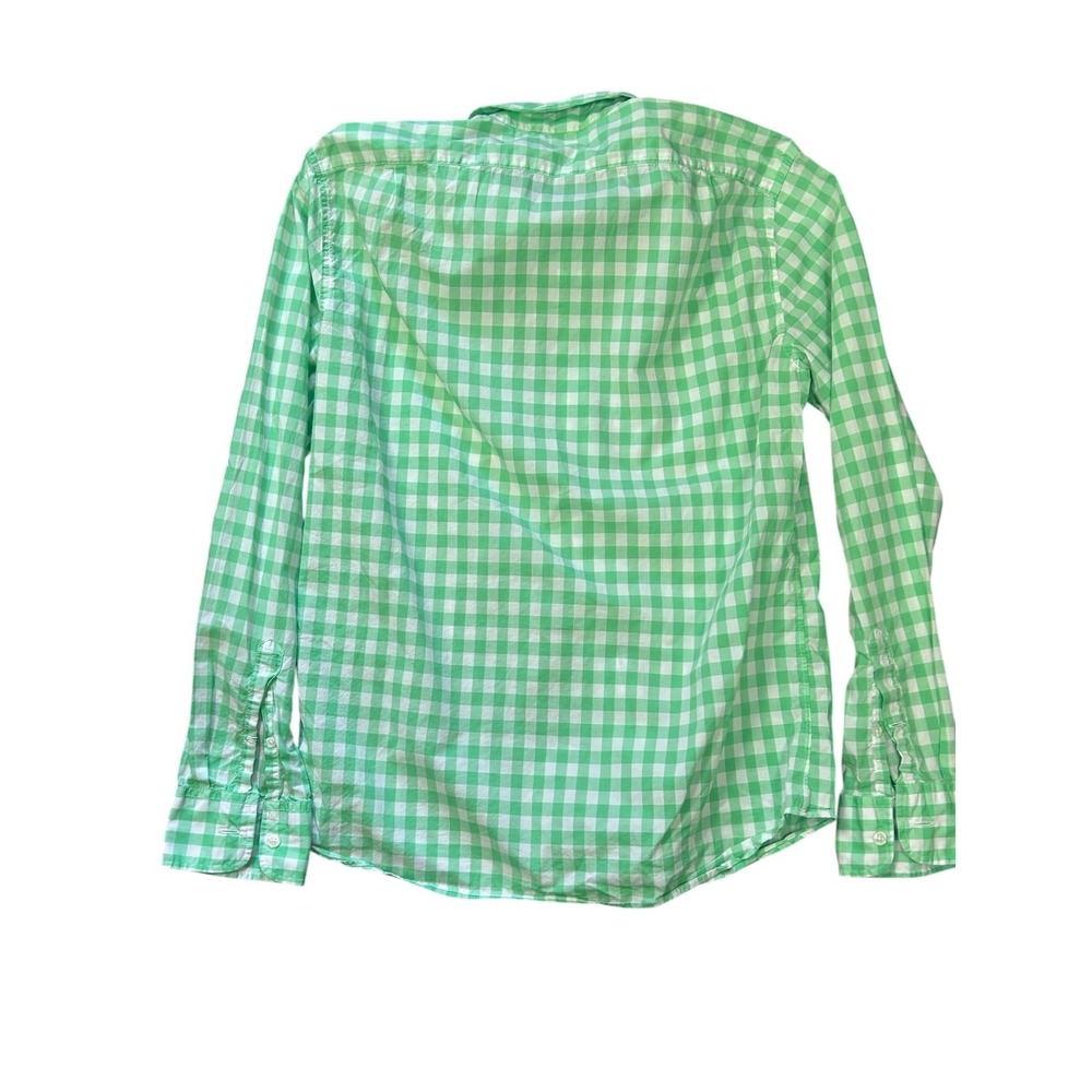 J Crew Mens Medium Slim Fit Gingham Button Down Shirt Green White Lightweight - Picture 3 of 7